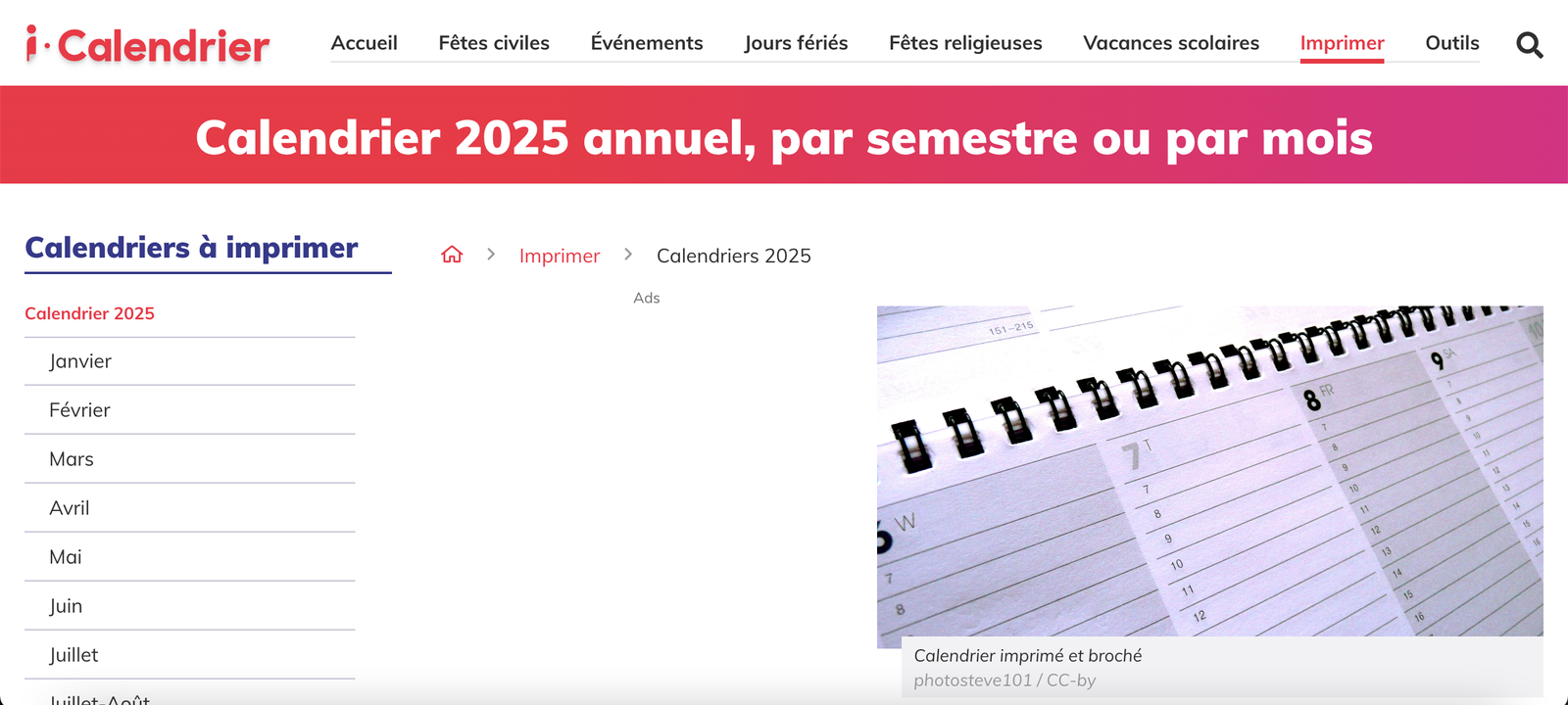 calendrier 2025 iCalendrier