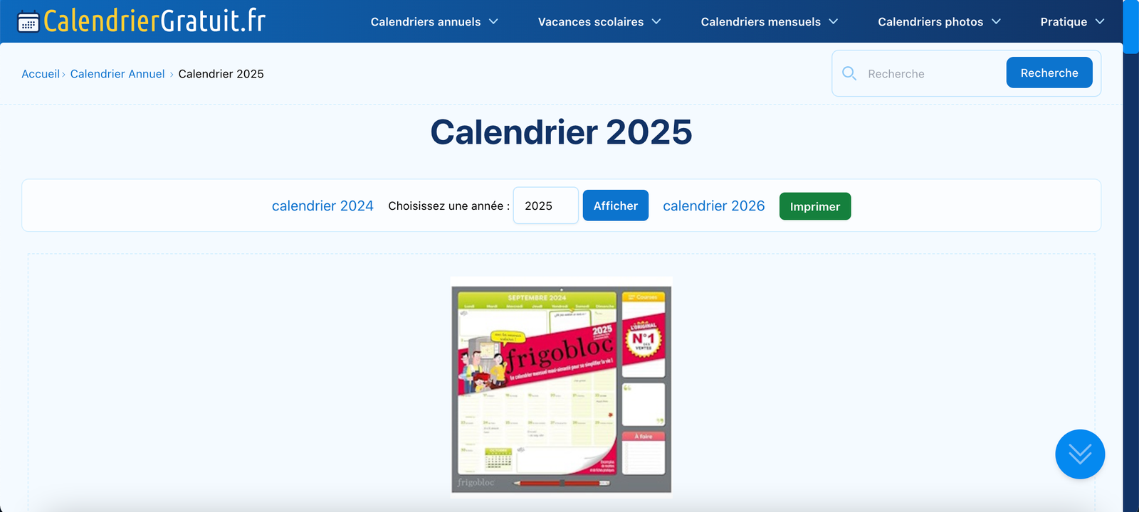 calendrier 2025 Calendriergratuit